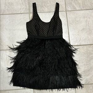 Elegant Black Feathered Dress size XS